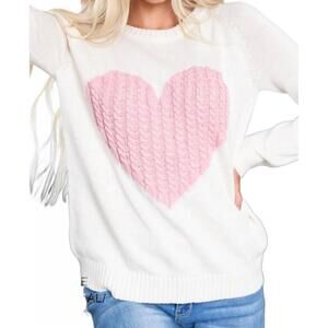 NEW YEMAK luxe love sweater in oatmeal/pink
